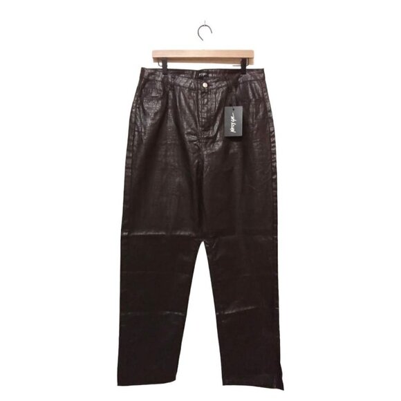 Nasty Gal NWT Slit's Now Or Never Coated Croc Straight Jean Sz 16 - Picture 1 of 10